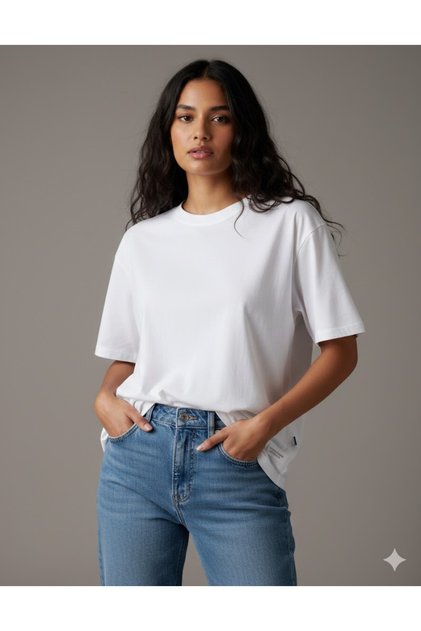 Women's Unprinted Basic Cotton Oversize T-Shirt