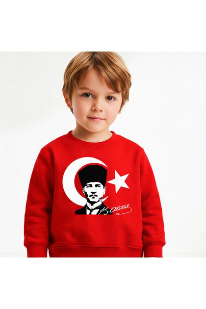 Sweatshirt with Atatürk and Flag Prints, Signed, May 19, Children's Sweatshirt