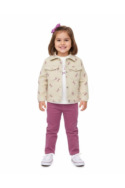 Girl's Holiday Set with Linen Jacket and Trousers, 3-Piece Holiday Set, 0-6 Years Old, Stylish Combination