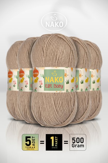 Elit Baby • Skin Color (6792) • 5-Pack × 100 Gr / 250 m • Baby Yarn • Anti-Pilling, Non-Pilling • Vest, Blanket, Booties