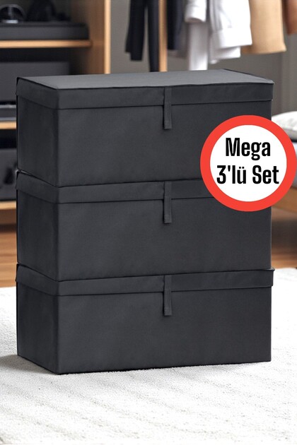3 Boxes with Lid Hurç Mega Size 60X40X30 cm