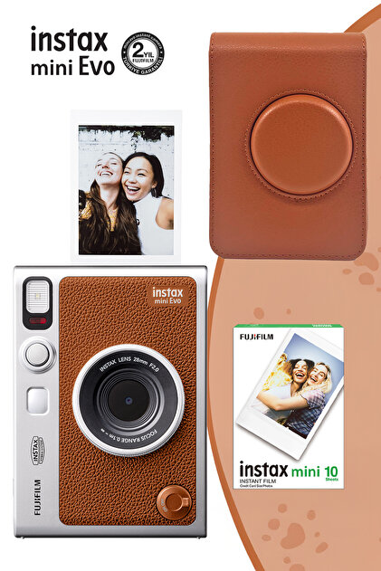 Fujifilm Instax Mini Evo Kahverengi Fotoğraf Makinesi ve 20'li