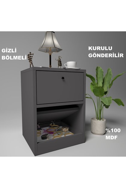 Kili Gizli Bölmeli Komodin,MDF,Kurulu Gönderilir,Montaj Gerekmez