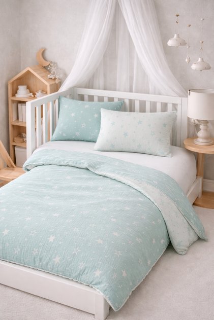 Muslin Baby | Jacquard Muslin Baby Duvet Cover Set 100% Cotton (2 Layers)
