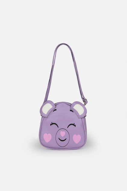 Panda Yüz Printed Girl Child Shoulder Bag , Lila Girl Child Bag