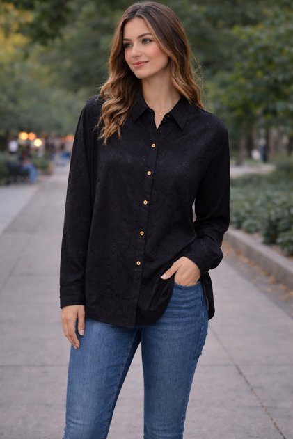 Patterned Jacquard Satin Shirt
