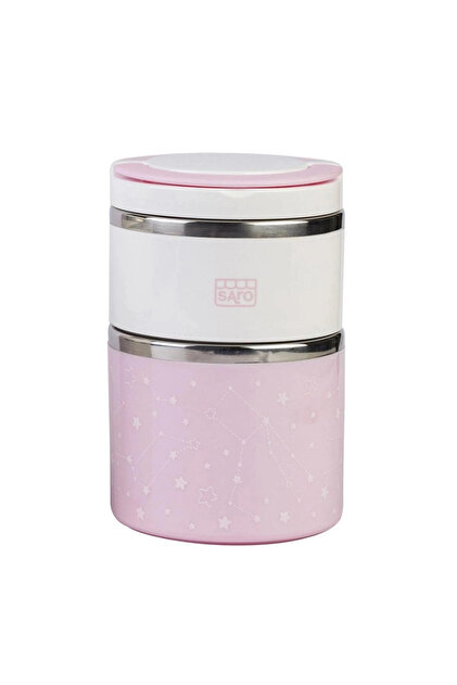 İki Katlı Termos Yemek / Mama Kabı 820ml Pembe