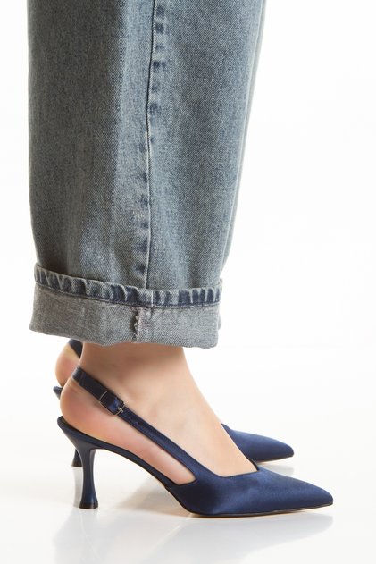 Women's Pointed Toe Open Back Buckle Elegant Stiletto Heeled Shoes