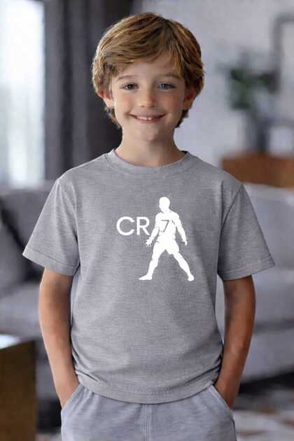 Ronaldo Printed Gray Kids T-Shirt