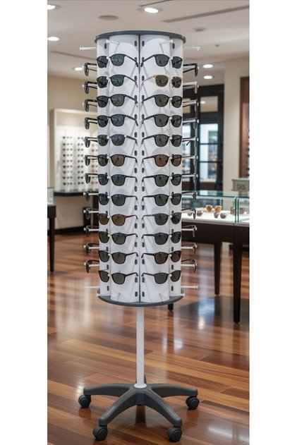 133 Pieces Demountable 360 Rotatable Wheeled 3 Mirror Metal Body Glasses Stand 1.75X40Cm