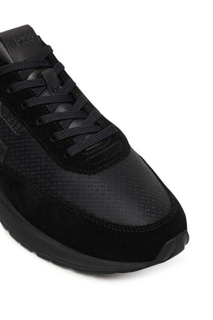 Boss Men's Orthopedic Sole Monogram Logo Leather Black Sneaker