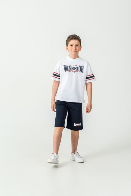 Warrior Strength Printed Boys' Shorts - T-Shirt Set