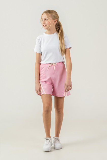 Side Double Stripe Trimmed Girls' Shorts