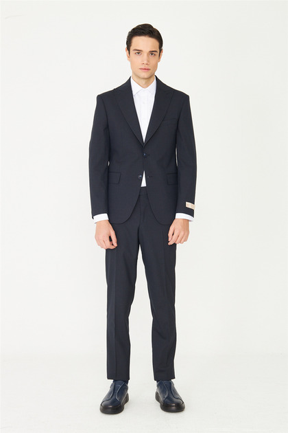 Navy Blue Classic Cut Light Textured Suit