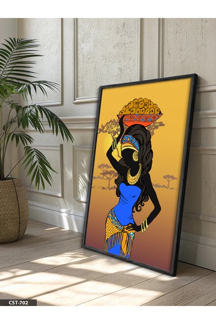 Ethnic African Woman One Piece Black Wooden Framed Painting