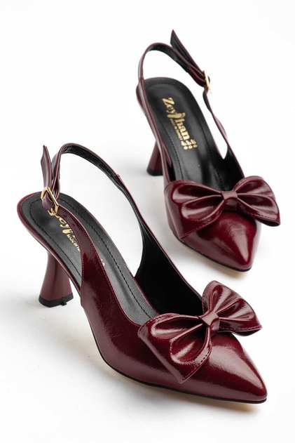 Women's 7 cm Heeled Bow-Tie Strap Closed-Front Pointed Toe Shoes
