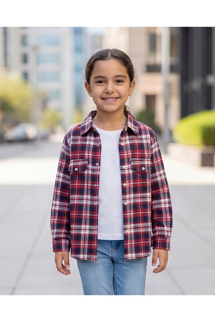 Girls Checked Yarn-Dyed Blouse