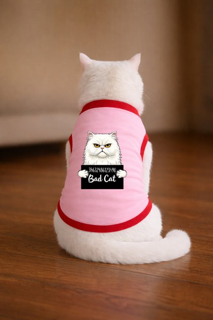 Pink Wanted Iran Printed Cat Tshirt Size m Cat Clothing (100% Cotton Combed)