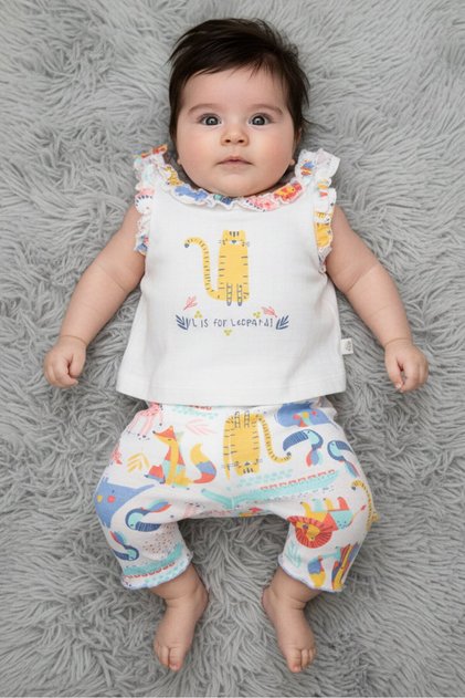 Toddlers Girl 2 Pieces Allover Print Top And Bottom Set, Multicolor