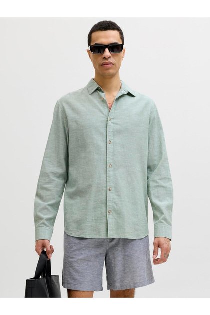Jjesummer linen blend shirt l/s sn green