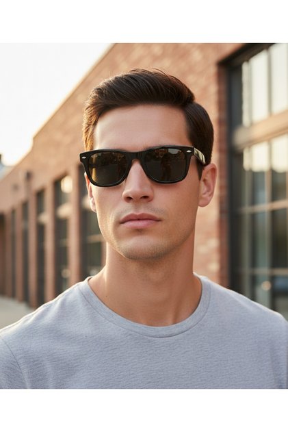 101 C3 49 Unisex Wayfarer Sunglasses Glossy Black Frame