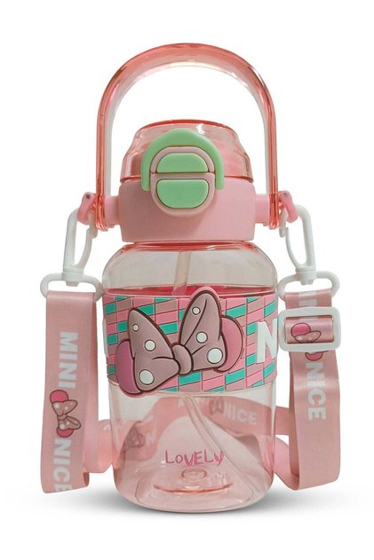 650ml Kids Water Bottle with Straw, BPA-Free Leakproof Sipper Pink