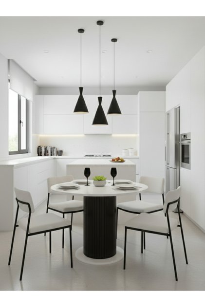 Güneş MDF Ayaklı 90cm Çaplı Yuvarlak Mutfak Masası (SANDALYE YOK)