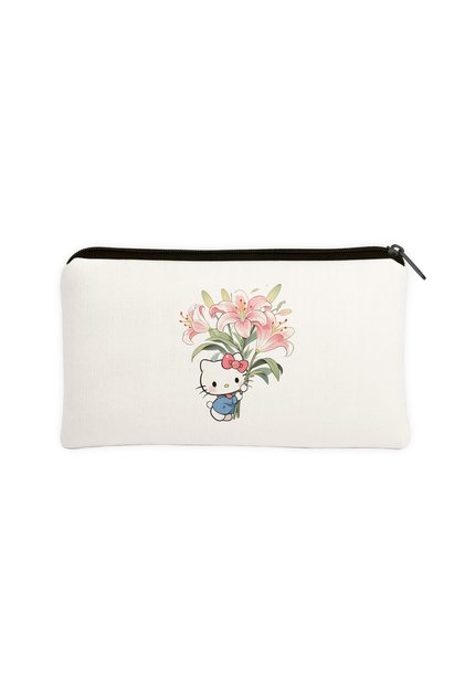 Elegant Pink Lily Patterned Pen Holder & Makeup Bag – Multi-Purpose Organizer