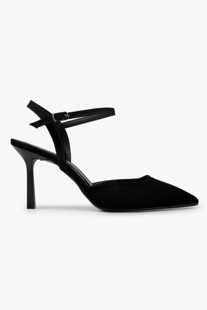 Stiletto din satin negru Lura pentru femei
