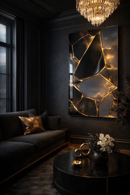 Decorație de perete din sticlă (NEDUBLUZĂBILĂ) - Produs decorativ pentru biroul de acasă - Designuri abstracte (VERTICALE)
