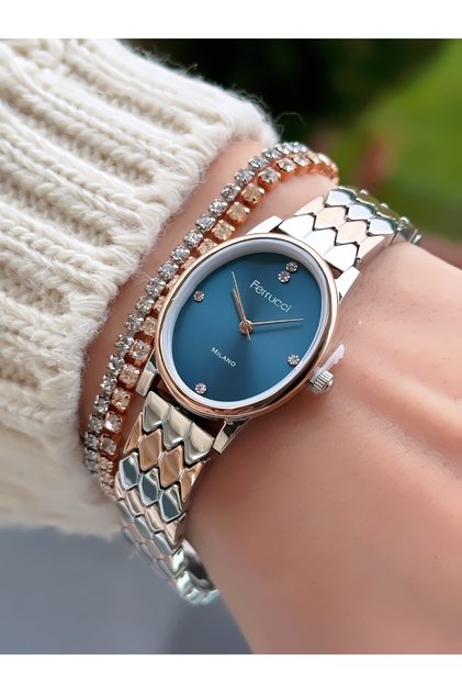 Steel Strap Special Design Women's Wristwatch with 2 Years Warranty, 3 Atm Water Resistant + Bracelet as a Gift