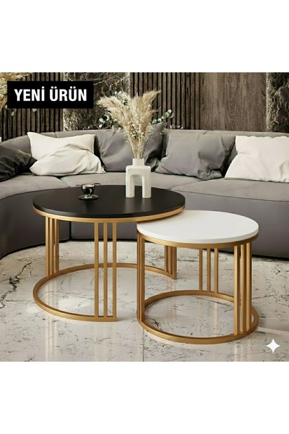 BELLA İKİLİ GOLD ORTA SEHPA METAL ORTA SEHPA