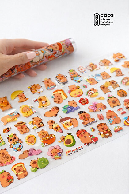 Cute Capybara Themed 90+ Transparent Stickers - 1 Roll Set - Mixed Shipping