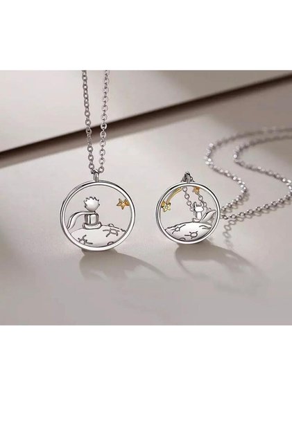 Küçük Prens ve Tilki Figürlü Best Friends İkili Kolye – Dostluk Sembolü Set