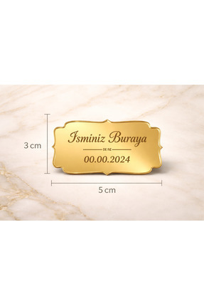 すけキン板金ページ SHR 30 Ad. 3*5 cm İsimlik 1mm Yapışkanlı Gold Pleksi (Yasin