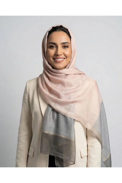 TÜL DETAYLI SİMLİ ŞAL-Pembe