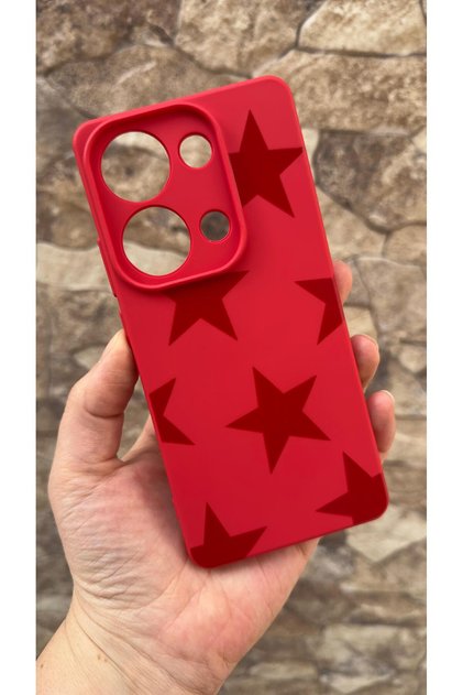 Redmi Note 13 Pro 4g Compatible Red Star Silicone Shock Absorbing Classic Protected Rubber Case