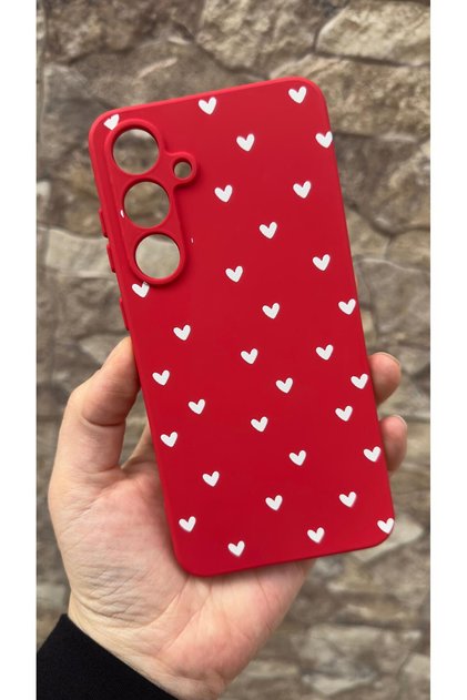 Samsung Galaxy A16 Compatible Mini White Heart Patterned Silicone Shock Absorbing Classic Protected Rubber Case