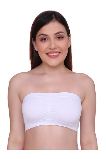 Women's Strapless Seamless Padded Bandeau Tube Top Bra, Removable Pads, Size S to 2XL
