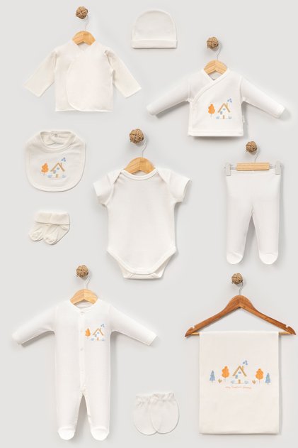 My Sweet Home Patterned 100% Cotton 10 Piece Hospital Discharge Set - Boxed
