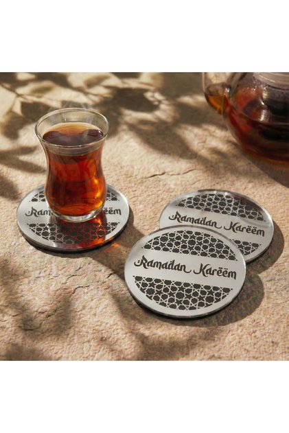 Set of 6 Ramadan Kerim Acrylic Coasters - Modern Islamic Table Decoration