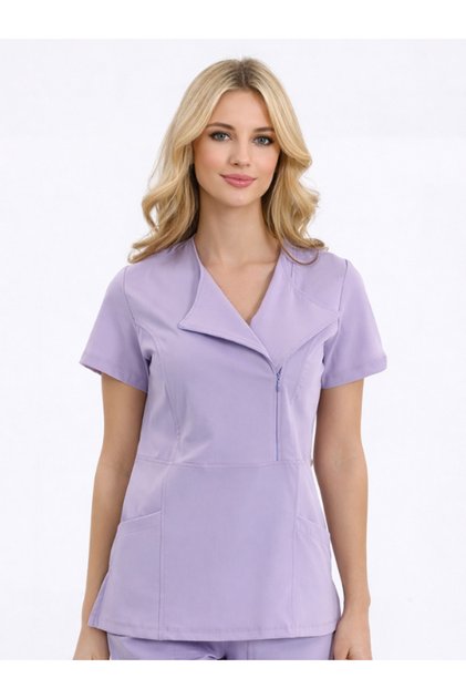 Tek Üst Special Collar Hidden Zipper Doctor and Nurse Surgical Uniform Lilac | Medi̇kago