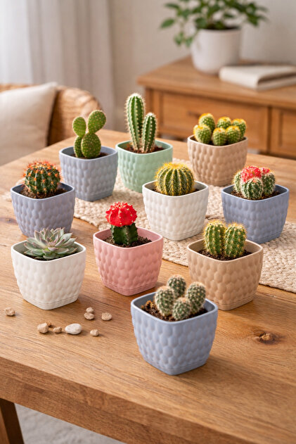 Binbirreyon 10 Adet Mini Renkli Kakts Saks Seti Kare 7,5x7,5x8cm Tabakl  AH101 - Fiyat, Yorumlar