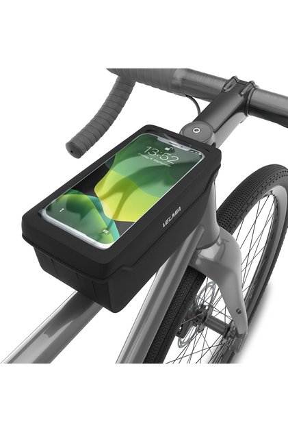 Geanta Bicicleta Velmia Cadru, Inchidere Magnetica, Impermeabila, 850 ml, Telefon 6.7, Negru