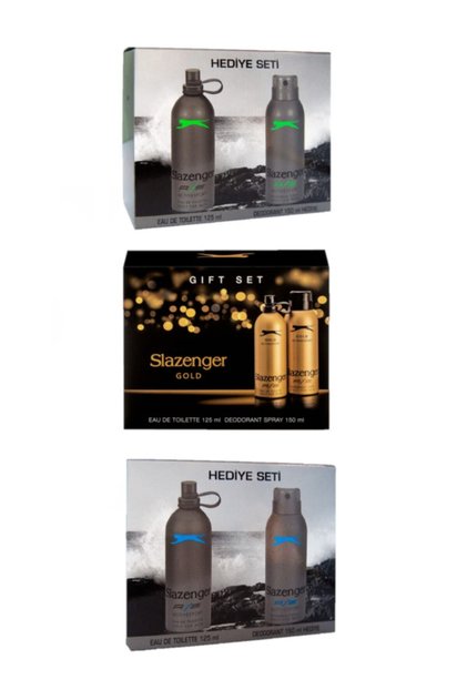 SLAZENGERKARMASET Edt Erkek 3 Lü Gold + Mavi + Yeşil Deodorant-Parfüm -