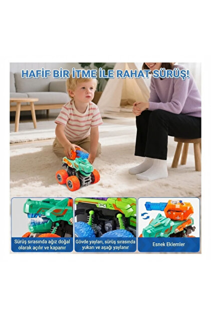 craftivio Işıklı Ve Sesli Dinozor Canavar Kamyon - 360° Dönen