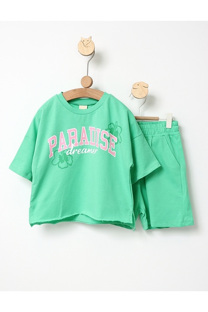 Trening vara Crop TOP verde 152 (11-12 ani)