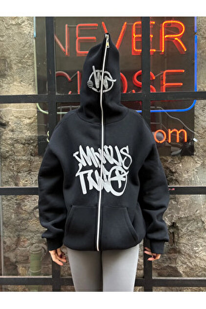 DAĞON'S Oversize Zip-Up Graffiti Hoodie - Full Face Zip - Fiyatı