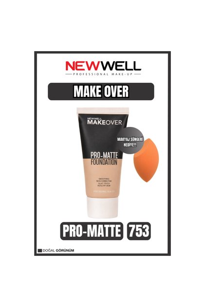 Makeover Pro-matte Foundatıon 753 - Makyaj Süngeri Hediye