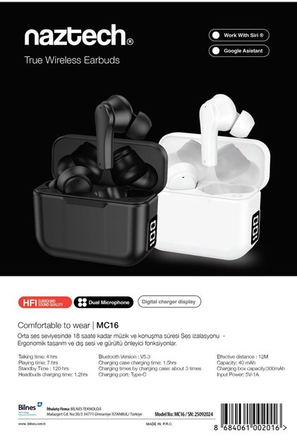 NAZTECH MC16 BLUETOOTH KULAKLIK
